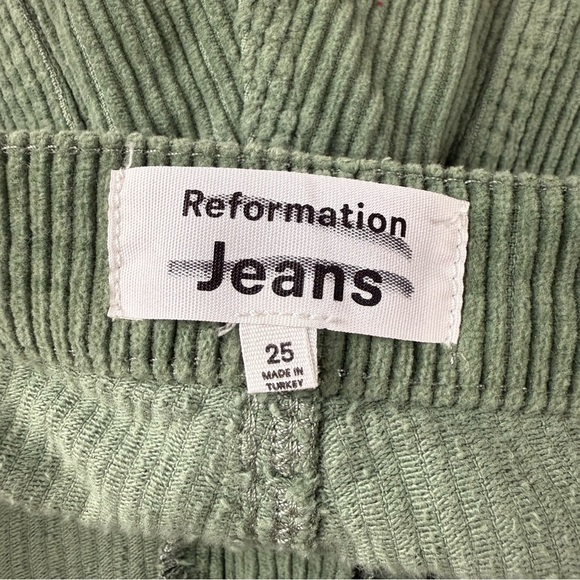 Reformation Cynthia Pants Womens 25 Green Corduroy High Rise Straight Moss Jeans - Picture 4 of 12
